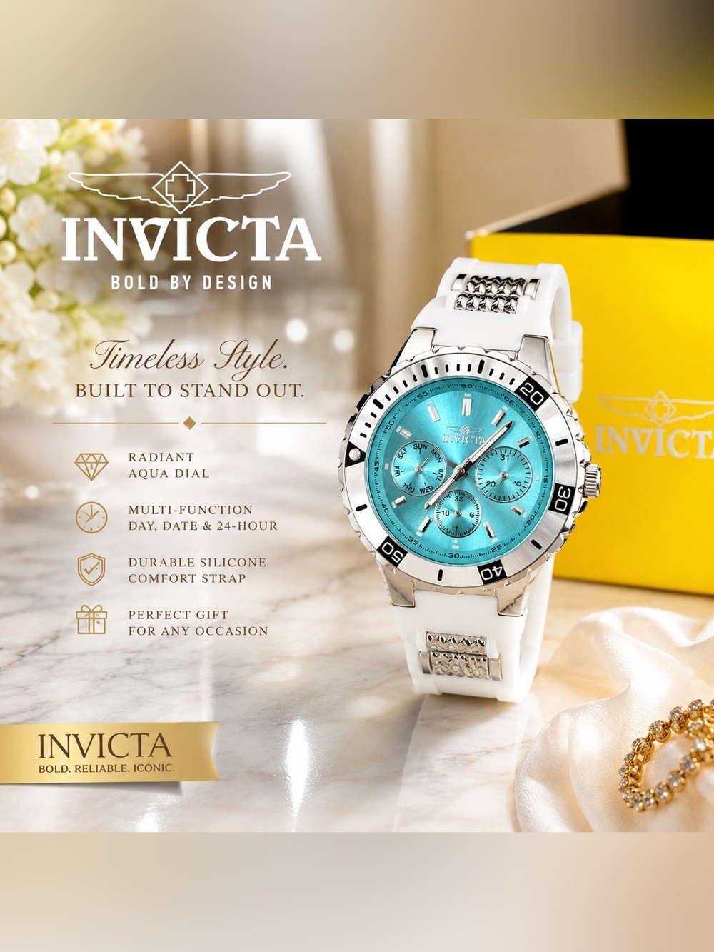Invicta Women’s Aqua Dial Multi-Function Watch NIB